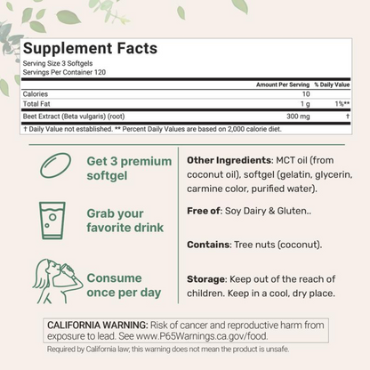 Micro Ingredients Beet Root Softgels with MCT Oil Highly Bioavailable